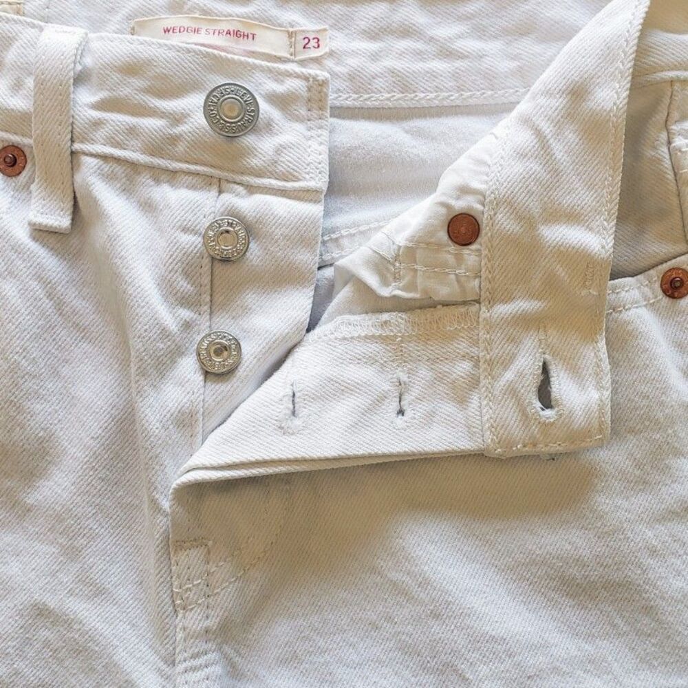 Levi's - Wedgie Straight Ankle Jeans - "In The Clouds" (White) - Women Size 23 - Picture 7 of 10